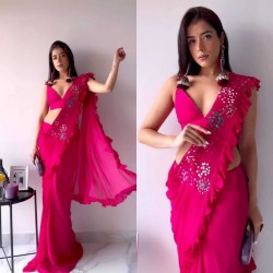 Ready to wear Khatli work handwork saree with stitched blouse